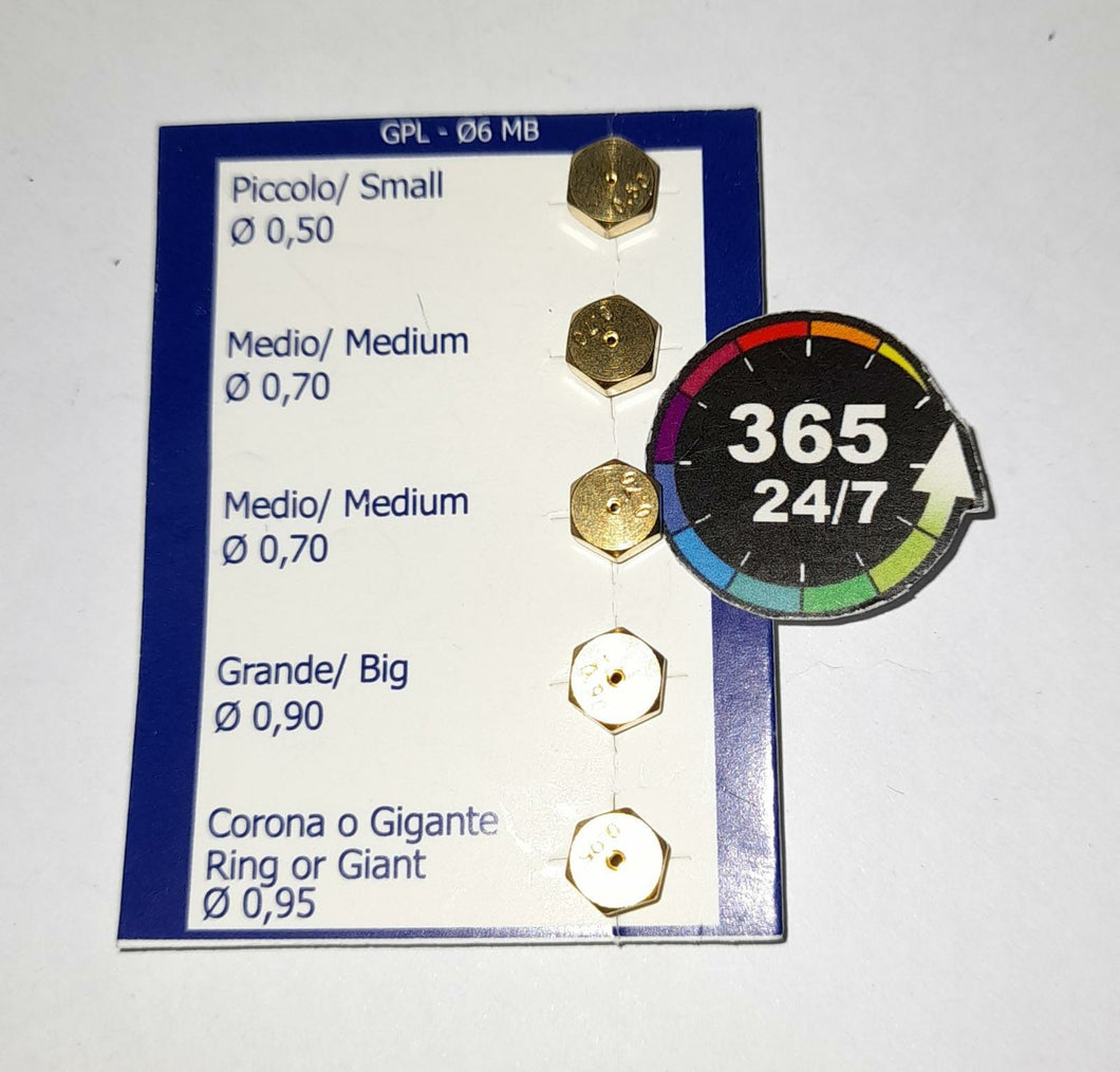 KIT 5 INYECTYORES GLP Ø0.5/2x0.7/0.9/0.95mm