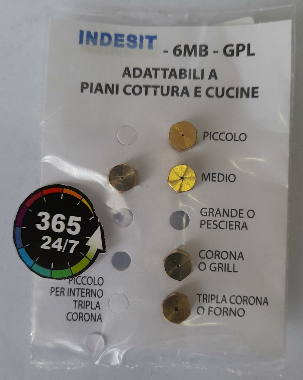 INYECTOR GLP  6MB INDESIT M6x0.75 KIT 5 UNIDADES