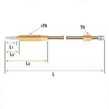 Cargar imagen en el visor de la galería, TERMOPAR UNIVERSAL CABEZA ROSCADA M9x1 L=900mm
